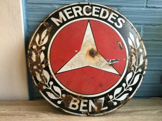 Mercedes Benz Enamel Sign 19.  5 " Ferro Email Offenburg Antique Vintage