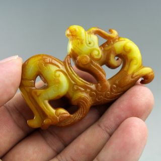 2.  4  China Old Jade Chinese Hand - Carved Ancient Dragon Statue Jade Pendant 2078