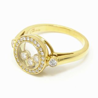 NYJEWEL Chopard Happy Diamond 18k Gold Round Bezel 3 Floating Diamond Ring 2