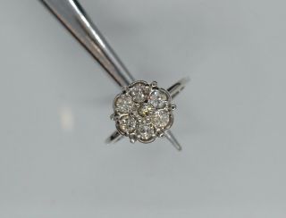 Vintage 14k White.  75 Tcw Diamond Flower Cluster Engagement Ring Size 7.  5 Rs334