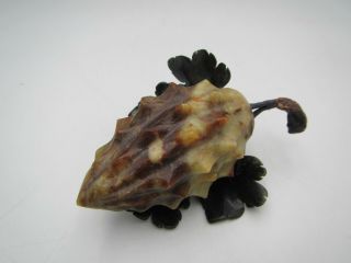 Vintage Chinese Dark Green Jade & Marble Stone Dragon Fruit Figurine