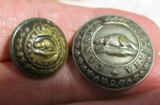 3 Buttons Victorian Canada Militia,  Northwest Mounted Police Beaver/1 MAPLE LEAF 3