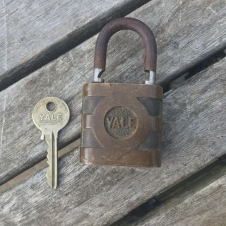 Vintage Brass Yale 345 Padlock With The Key