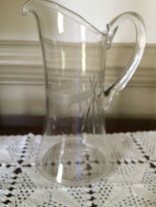 Swedish Antique Orrefors Cutcrystal Pitcher With Handle Quality Piece Ca 1890 