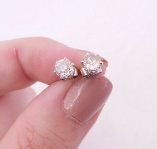 18ct Gold 80 Point Diamond,  Old Cut Diamond Stud Earrings 18k 750