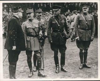 Wwi Generals Joffre,  Foch,  Pershing & Field Marshal Haig In France Press Photo