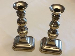 Pair Early 19th Century Regency Brass Pushup Candlesticks 2