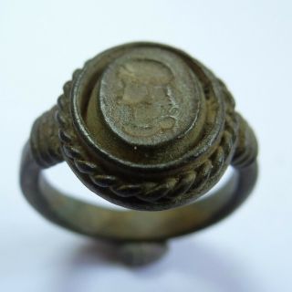Roman Ancient Artifact Bronze Ring With Pretorian