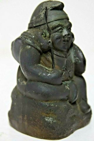 VERY OLD CHINESE FIGURAL METAL MONEY BOX WITH CHARACTER MARKS - VERY RARE - L@@K 5