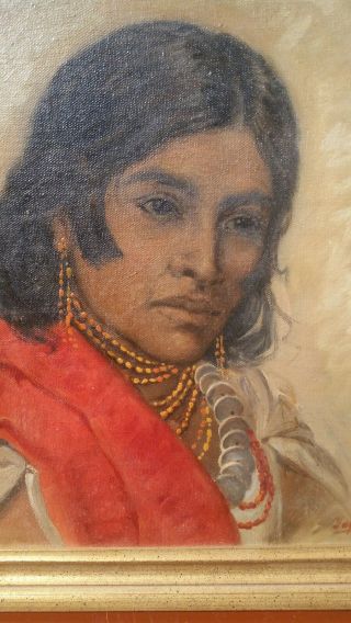 Jose Yepez Arteaga (Ecuador - b.  1898) 3 ANTIQUE PAINTINGS OF SIBANESE Natives 11