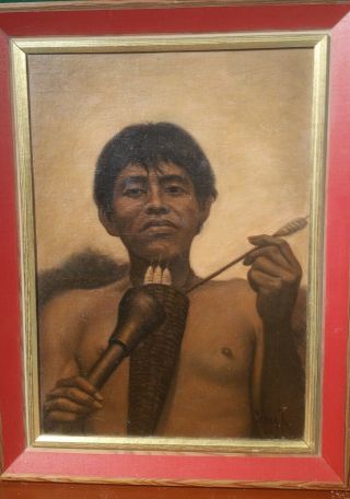 Jose Yepez Arteaga (Ecuador - b.  1898) 3 ANTIQUE PAINTINGS OF SIBANESE Natives 5