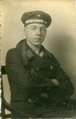 Real Photo Pc: Studio Image Of Proud German U - Boat Crew Member