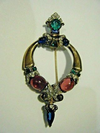 Jewels Of Tanjore 1945 Crown Trifari Sterling Scepter Pin Alfred Philippe