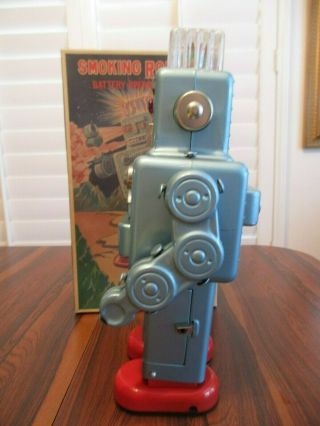 VINTAGE 1989 BLUE SMOKING ROBOT W/BOX - BUT HAS ISSUES - MADE IN JAPAN 5