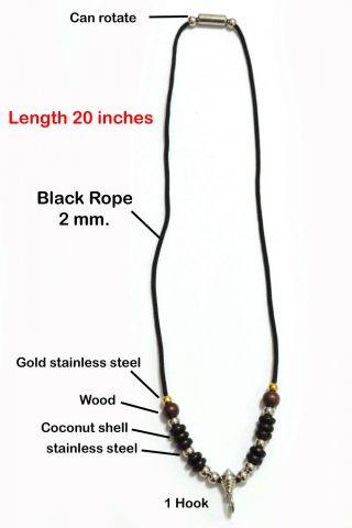 Black Rope Coconut Shell Thai Amulet Necklace Stainless 1hook Buddha Pendant B2