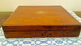 Antique Victorian Wooden Oak Cutlery Silverware Box 11 - 3/4 " X 11 - 3/4 ",  Lock