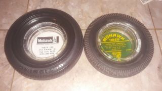 Two Vintage Mohawk Tire Advertising Ashtrays