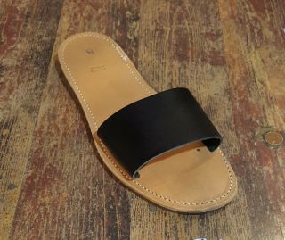 Handmade Leather Sandals Black Greek Production Design Ancient Style