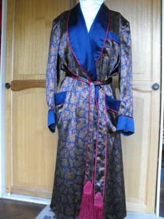 Vintage Sulka Pure Silk Paisley Design Dressing Gown