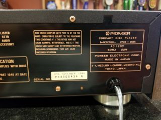 Pioneer Elite PD - 65 PD65 Reference CD Player One of the best vintage CD Player 7