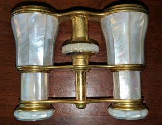 Antique Lemaire Paris Opera Glasses Mother Of Pearl Gilt Brass 19th Century