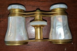 Antique Lemaire Paris Opera Glasses Mother of Pearl Gilt Brass 19th Century 2