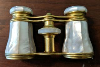 Antique Lemaire Paris Opera Glasses Mother of Pearl Gilt Brass 19th Century 3