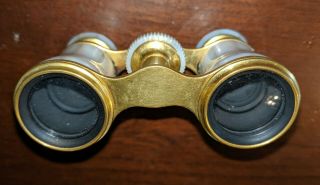 Antique Lemaire Paris Opera Glasses Mother of Pearl Gilt Brass 19th Century 7