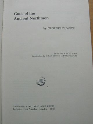 Gods of the Ancient Northmen - Dumezil NORSE MYTHOLOGY OCCULT FOLKLORE LEGEND 2