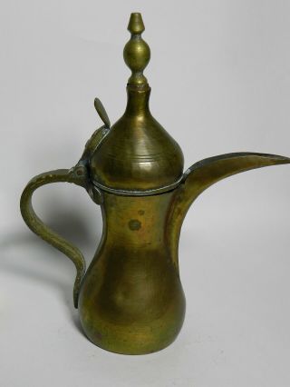 Antique Large Brass Middle Eastern Arabic Marked Dallah Coffee Pot 12 " Vt2940