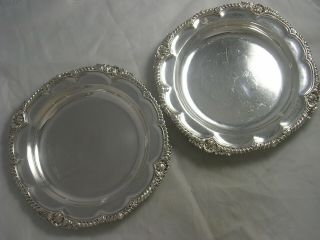 Ornate 1901 Edwardian Pair Silver Soup Plates Edward Barnard 1453 Grams