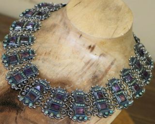 Matl Massive Etruscan Style Double Panel Link Necklace 97 Gram Taxco 19 " Taxco