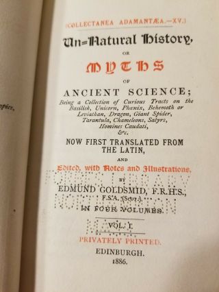 1886 UN - NATURAL HISTORY MYTHS OF ANCIENT SCIENCE BY EDMUND GOLDSMID 2