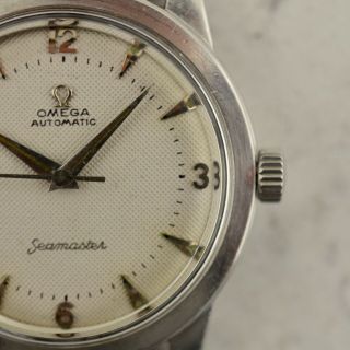 C.  1952 Vintage Omega Automatic Seamaster honeycomb dial Ω354 ref.  2577 - 9 in steel 3