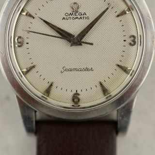 C.  1952 Vintage Omega Automatic Seamaster honeycomb dial Ω354 ref.  2577 - 9 in steel 4
