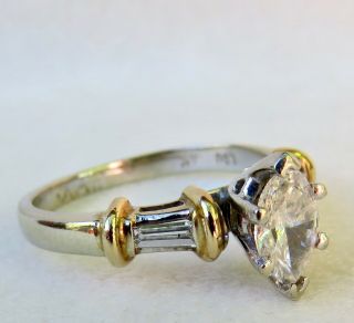 . 86 CT.  MARQUISE DIAMOND SOLITAIRE with BAGUETTES 14K GOLD ENGAGEMENT RING 4