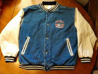 Vintage Disney Store Eeyore Denim Stadium Letter Varsity Quilted Jacket Men 