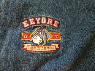 Vintage Disney Store Eeyore Denim Stadium Letter Varsity Quilted Jacket Men ' s L 2