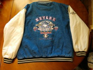 Vintage Disney Store Eeyore Denim Stadium Letter Varsity Quilted Jacket Men ' s L 4