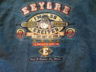 Vintage Disney Store Eeyore Denim Stadium Letter Varsity Quilted Jacket Men ' s L 5