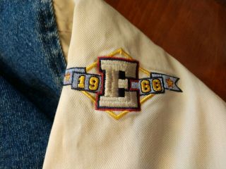 Vintage Disney Store Eeyore Denim Stadium Letter Varsity Quilted Jacket Men ' s L 7