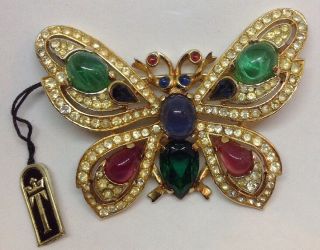Vintage Crown Trifari Moghul Jewels Of India Butterfly Pin