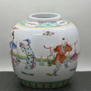 Stunning Antique Chinese Porcelain Canton Glaze Pot Hand Painted Dated