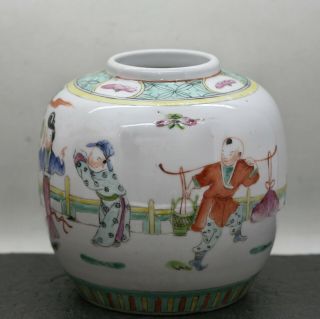 Stunning Antique Chinese Porcelain Canton Glaze Pot Hand Painted Dated 2