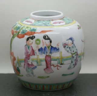 Stunning Antique Chinese Porcelain Canton Glaze Pot Hand Painted Dated 3
