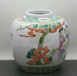 Stunning Antique Chinese Porcelain Canton Glaze Pot Hand Painted Dated 4