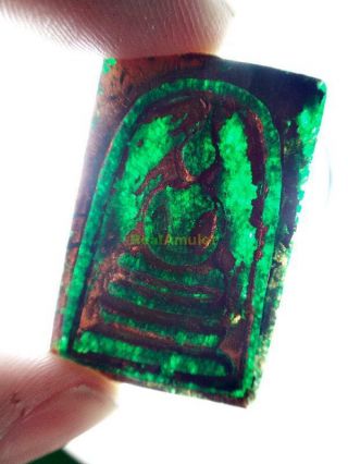 5363 - Thai Amulet Leklai Naga Cave Stone Old Somdej Toh Wat Rakang Ancient Green