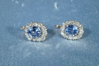 ANTIQUE FRENCH VICTORIAN 18K GOLD OLD CUT DIAMOND AQUAMARINE EARRINGS 2