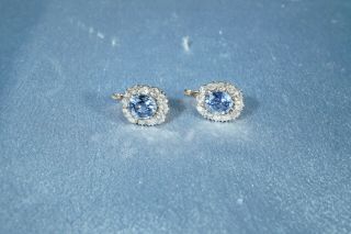 ANTIQUE FRENCH VICTORIAN 18K GOLD OLD CUT DIAMOND AQUAMARINE EARRINGS 3