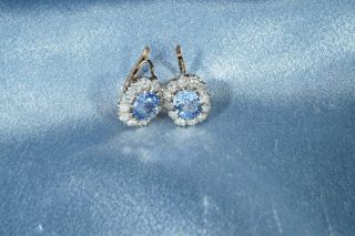 ANTIQUE FRENCH VICTORIAN 18K GOLD OLD CUT DIAMOND AQUAMARINE EARRINGS 4